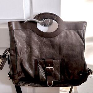 👜✨ L.A.M.B. by Gwen Stefani Rich Brown Leather Tote – Rock-Chic & Rare ✨👜